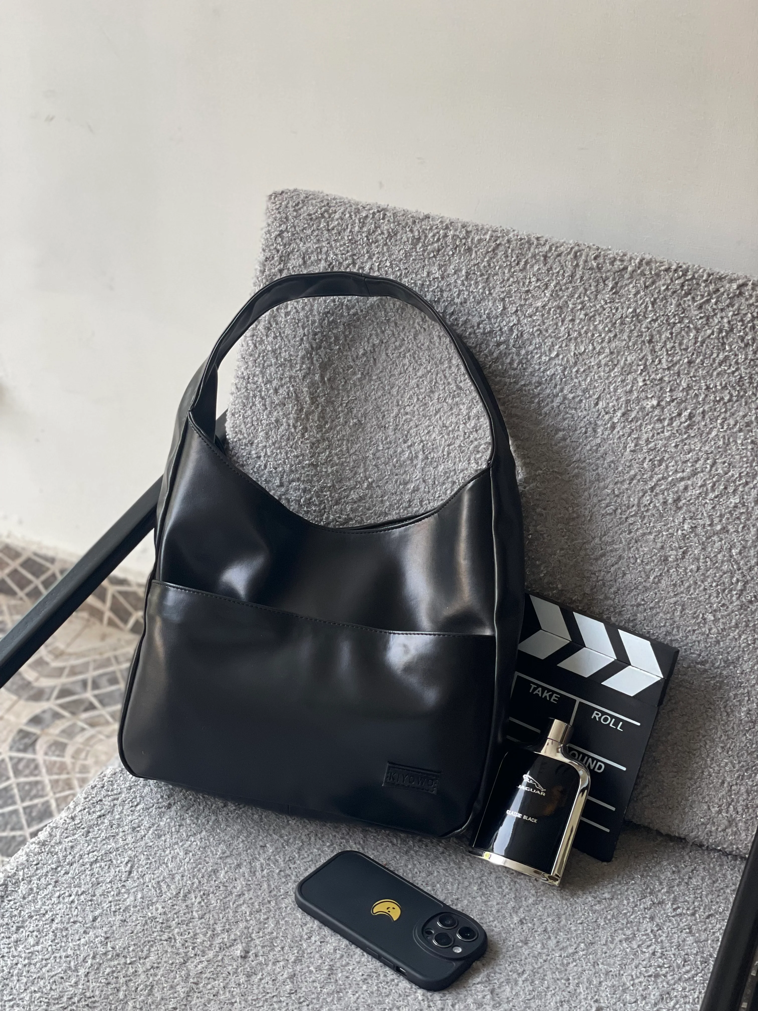 Black Hobo Tote Bag - Image 3